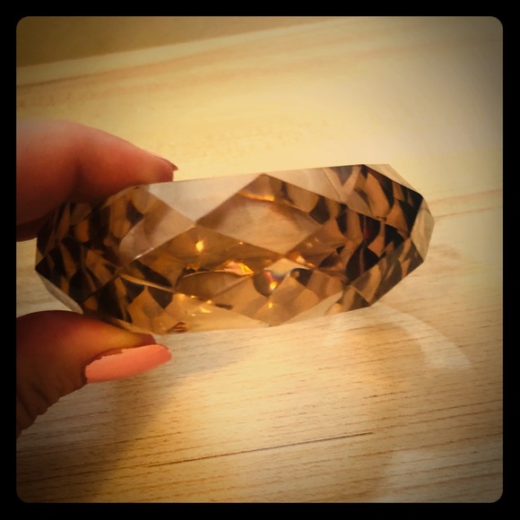 Jewelry - Clear Brown Lucite Faceted Bangle Bracelet